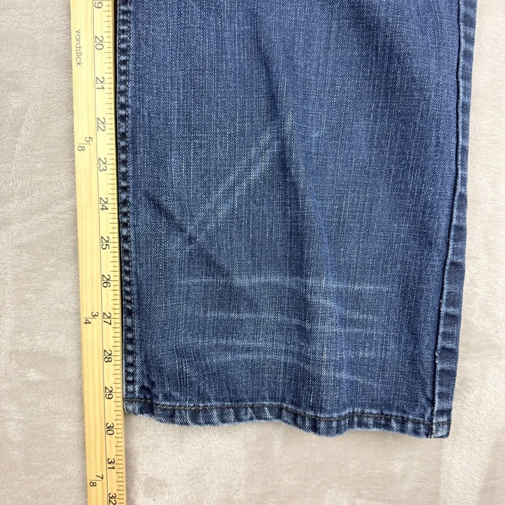 Levis 527 Jeans Men 38x32 (Fit 36x29) Blue Bootcut Slim Leather Patch Rodeo 2010